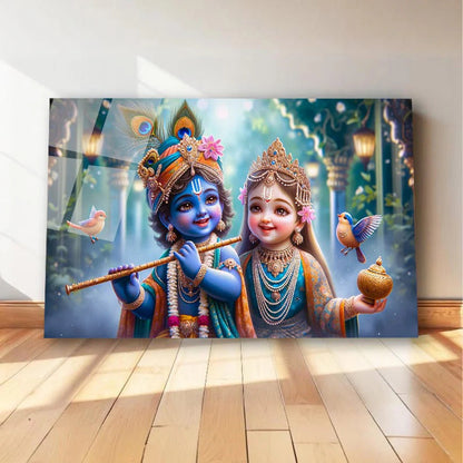 Radha Krishna Glass Wall Art, Tempered Glass Hindu Wall Decor, Wall Hangings, Engagement Gifts, Living Room Art, Wedding Gifts, Glass Print 5