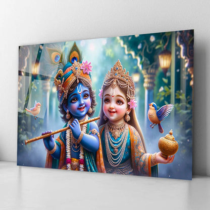 Radha Krishna Glass Wall Art, Tempered Glass Hindu Wall Decor, Wall Hangings, Engagement Gifts, Living Room Art, Wedding Gifts, Glass Print 5